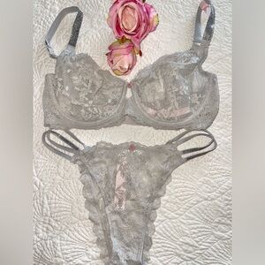 Victorias Secret Shine Strap Twinkle Unlined  Bra Brazilian Panty Set